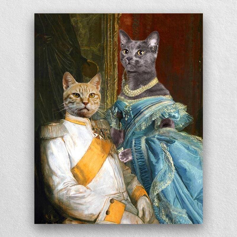 Noble Couple Custom Royal Pet Canvas Art for 2 Pet Portraits ktclubs.com