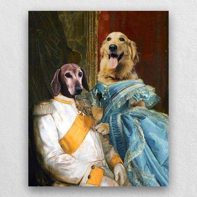 Noble Couple Custom Royal Pet Canvas Art for 2 Pet Portraits ktclubs.com