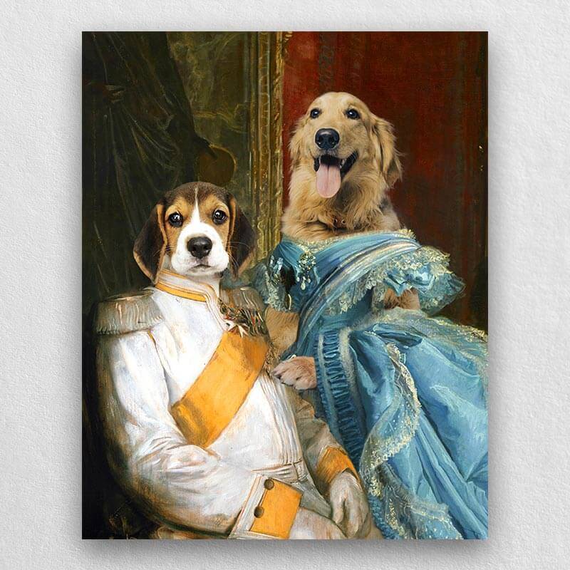 Noble Couple Custom Royal Pet Canvas Art for 2 Pet Portraits ktclubs.com