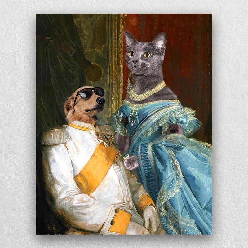 Noble Couple Custom Royal Pet Canvas Art for 2 Pet Portraits ktclubs.com