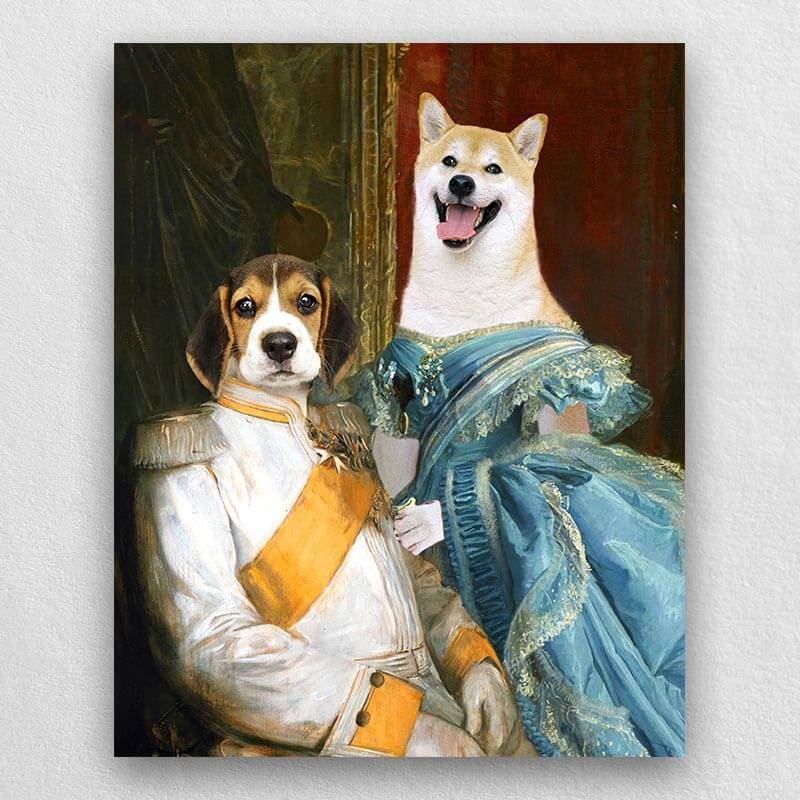 Noble Couple Custom Royal Pet Canvas Art for 2 Pet Portraits ktclubs.com