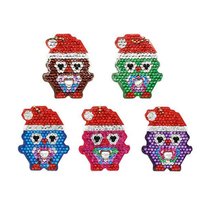 Penguin Xmas 5pcs DIY Special-shaped Full Drill Diamond Keychain ktclubs.com