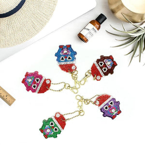 Penguin Xmas 5pcs DIY Special-shaped Full Drill Diamond Keychain ktclubs.com