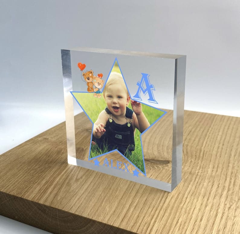 Personalised Family Clear Thick Block Plaque 3D Effect, Boy Gilr Children - family Custom Photo Picture Frame 2022 ktclubs.com