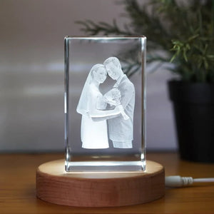 Personalized 3D Crystal Photo Gifts, Custom Crystal 3D Photo Cube with LED Base, Laser Engraved 3D Crystal Picture Block, Wedding Gift ktclubs.com