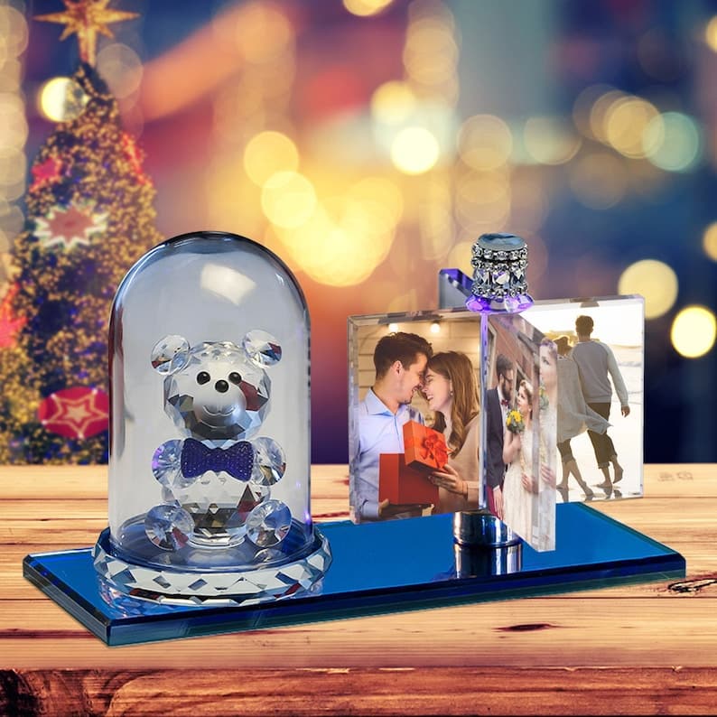 Personalized 3D Rotate windmill Light crystal photo frame Lamp Custom Valentine's Day gift photo album heart frame windmill crystal ktclubs.com