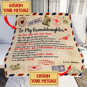 Personalized Air Mail Letter To My Granddaughter Throw Blanket, Be Strong, Be Brave And Love Life, To My Granddaughter Blanket From Grandma ktclubs.com