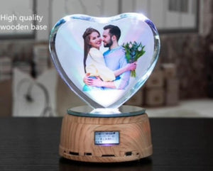 Personalized Crystal Photo Gifts Custom Picture Night Lamp Bluetooth Rotating Led Music Player Romantic Wedding Birthday Gifts ktclubs.com