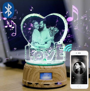 Personalized Crystal Photo Gifts Custom Picture Night Lamp Bluetooth Rotating Led Music Player Romantic Wedding Birthday Gifts ktclubs.com