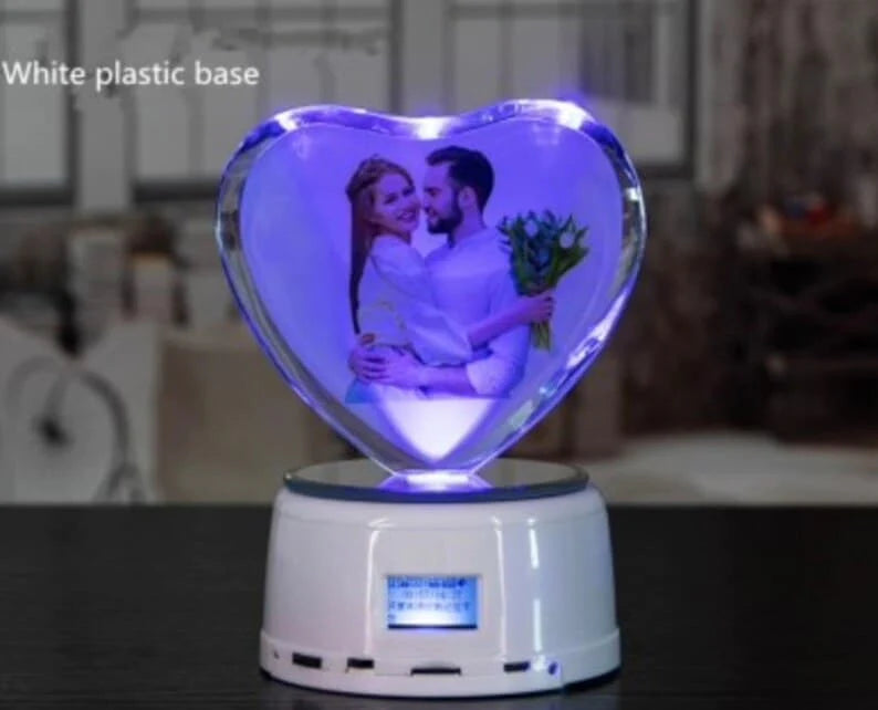 Personalized Crystal Photo Gifts Custom Picture Night Lamp Bluetooth Rotating Led Music Player Romantic Wedding Birthday Gifts ktclubs.com