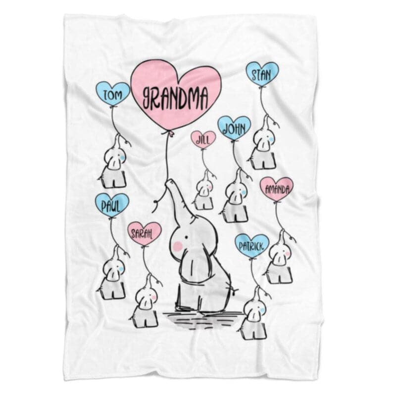 Personalized Grandma Blanket For Grandma Elephant Blanket For Nana Gift From Grandkids Mother's Day Gift For Grandma Gift Personalised Gifts ktclubs.com