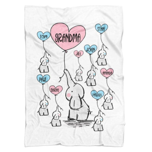 Personalized Grandma Blanket For Grandma Elephant Blanket For Nana Gift From Grandkids Mother's Day Gift For Grandma Gift Personalised Gifts ktclubs.com