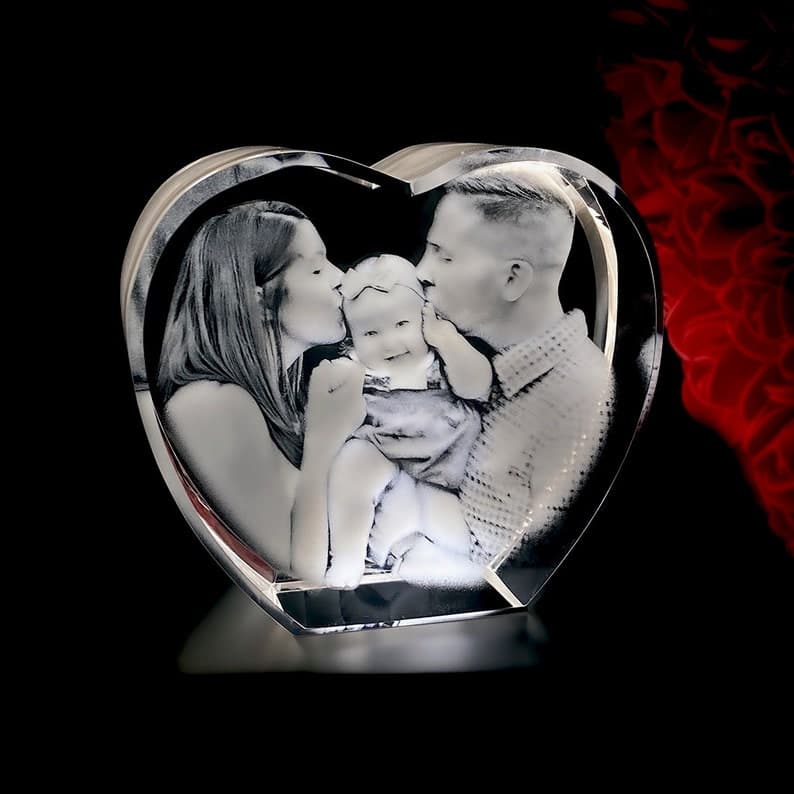 Personalized Mother's Day Gifts, Wedding Anniversary Portrait, Customized Laser Etched Picture, Personalized 3D Photo Crystal Heart ktclubs.com