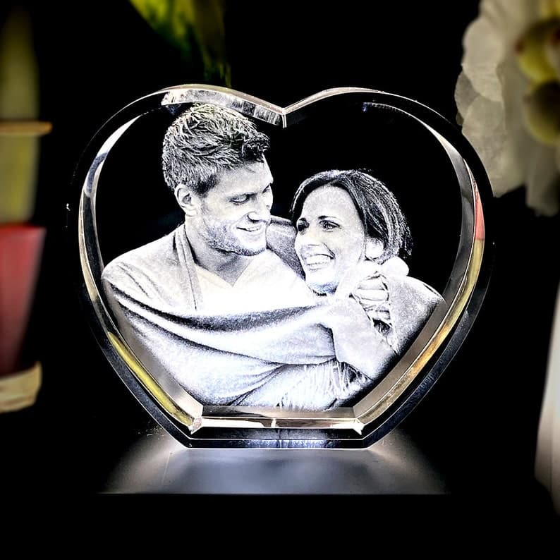 Personalized Mother's Day Gifts, Wedding Anniversary Portrait, Customized Laser Etched Picture, Personalized 3D Photo Crystal Heart ktclubs.com