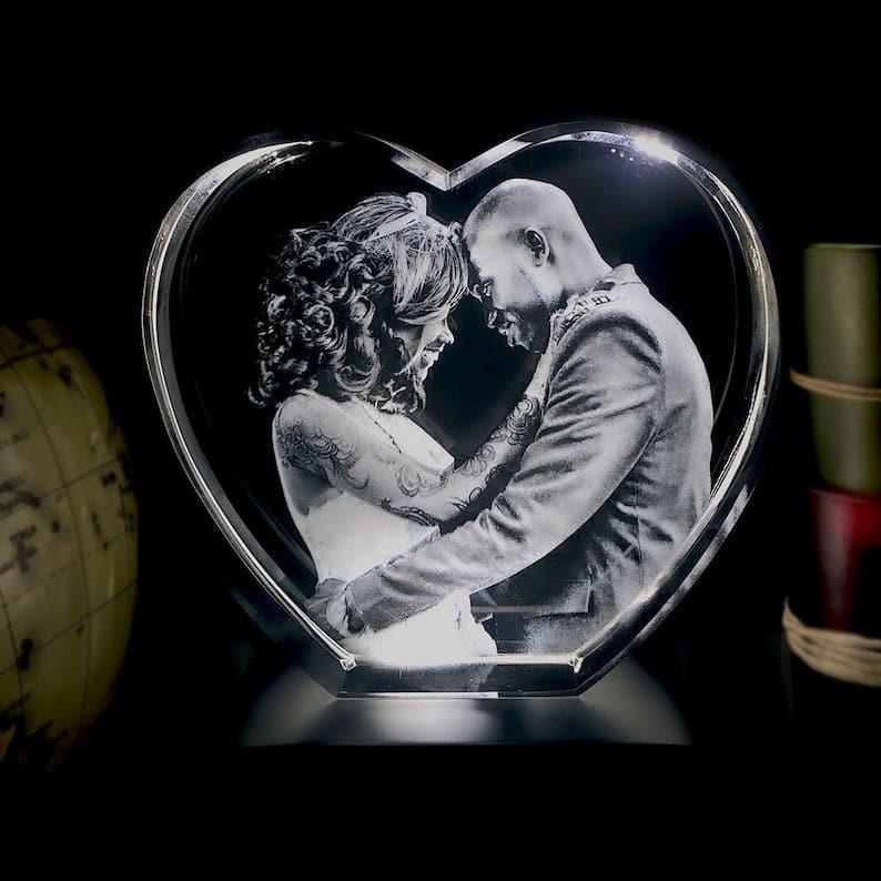 Personalized Mother's Day Gifts, Wedding Anniversary Portrait, Customized Laser Etched Picture, Personalized 3D Photo Crystal Heart ktclubs.com