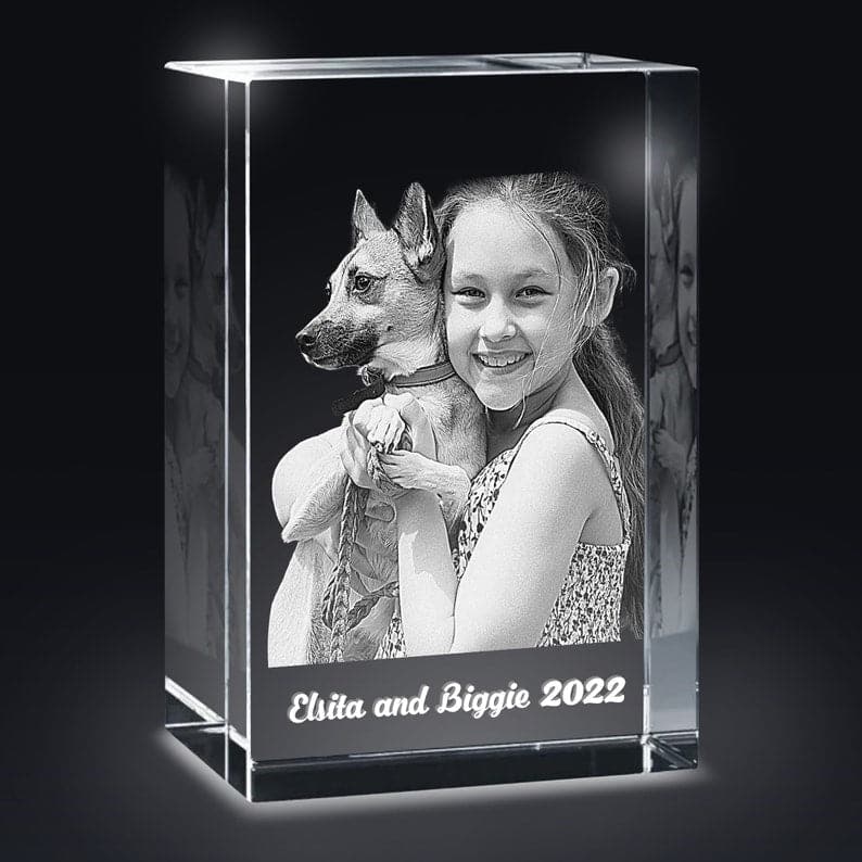 Personalized Pet 3D Crystal Photo Custom Picture | Pet 3D Pictures in Glass | Cat Dog 3D Photo Engraved Pet Memorial Crystal Night Light LED ktclubs.com