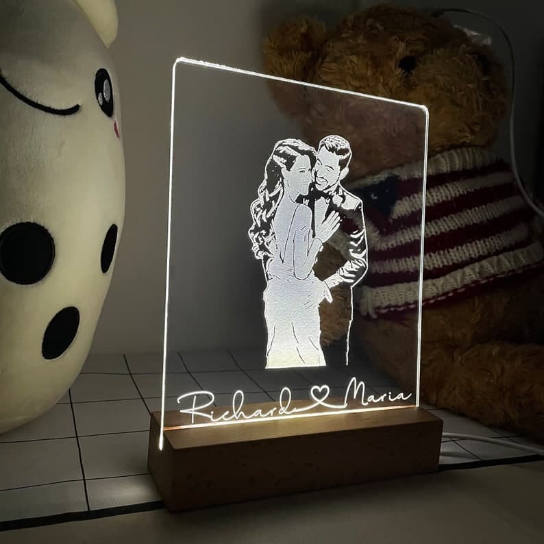 Personalized Photo 3D Lamp, Custom Photo Desk Lamp, Picture Night Lamp, Bedside Lamp Anniversary Gift, Wedding Ideas, Portrait Photo 3D Lamp ktclubs.com