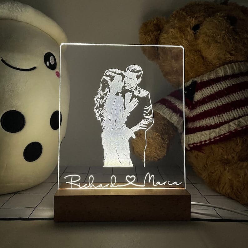 Personalized Photo 3D Lamp, Custom Photo Desk Lamp, Picture Night Lamp, Bedside Lamp Anniversary Gift, Wedding Ideas, Portrait Photo 3D Lamp ktclubs.com