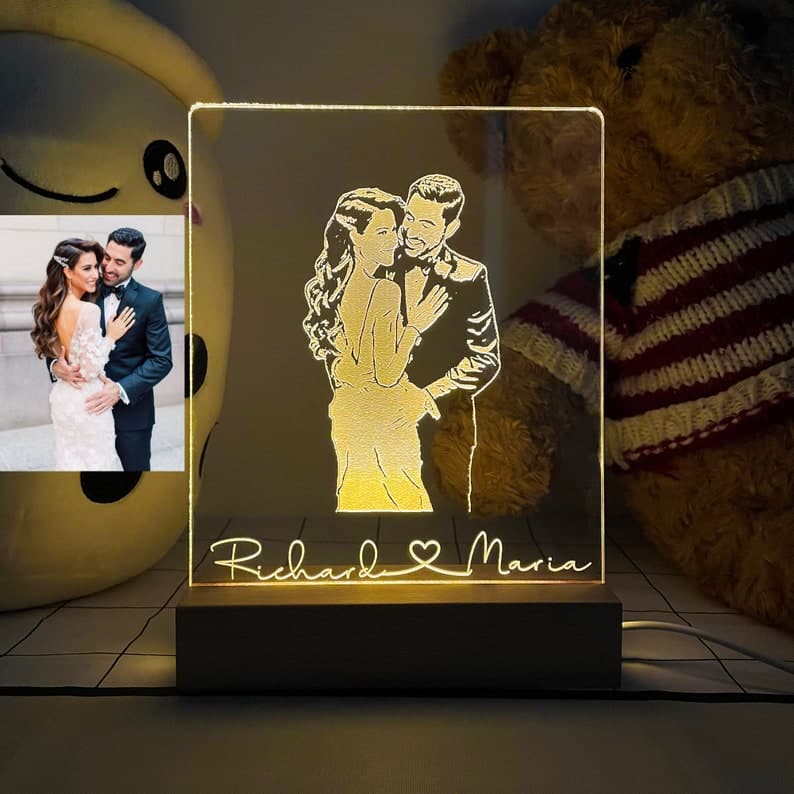 Personalized Photo 3D Lamp, Custom Photo Desk Lamp, Picture Night Lamp, Bedside Lamp Anniversary Gift, Wedding Ideas, Portrait Photo 3D Lamp ktclubs.com