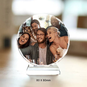 Personalized Photo Transparent Frame Picture Frame Custom Picture Round Shaped Frame Crystal Customized 3D Round Shape Crystal Picture ktclubs.com