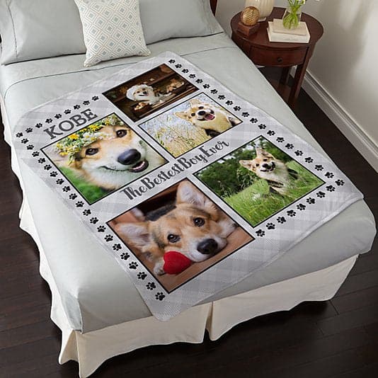 Pet  Paw Print Photo Plush Blanket ktclubs.com