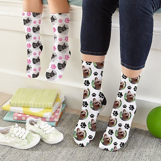 Pet Paw Print Photo Socks ktclubs.com