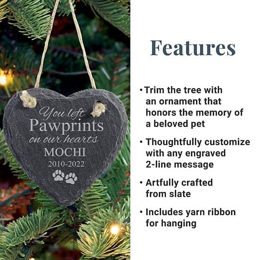 Pet Pawprints Heart Slate Ornament ktclubs.com