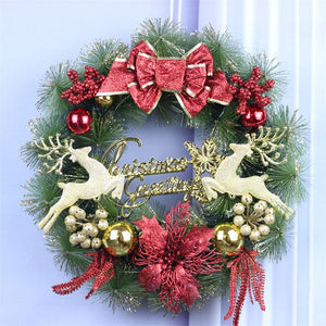 Pine Needle Christmas Wreath Double Deer 40/50/60cm Red Gold Silver Purple Wreath Christmas Decorations Door Hanging ktclubs.com