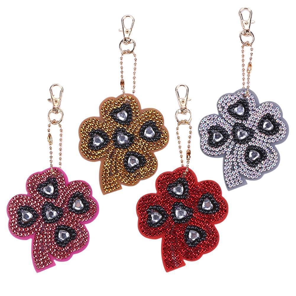 Plant 4pcs DIY Full Drill Special Shaped Diamond Painting Keychain ktclubs.com