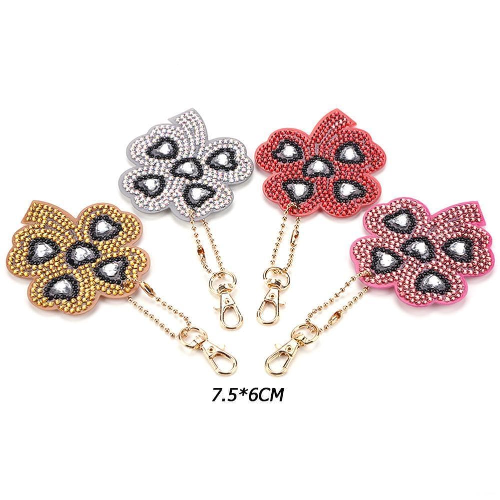 Plant 4pcs DIY Full Drill Special Shaped Diamond Painting Keychain ktclubs.com