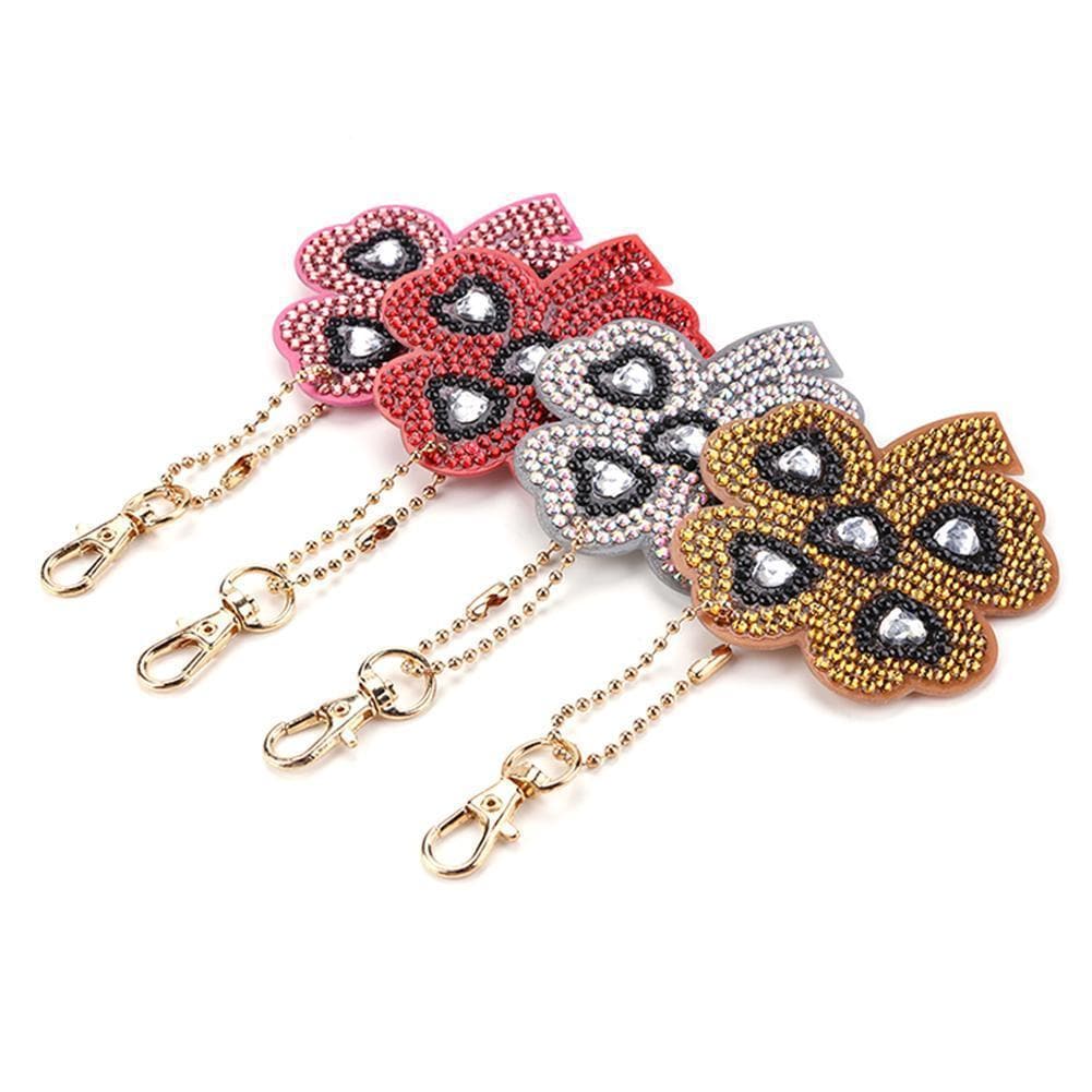 Plant 4pcs DIY Full Drill Special Shaped Diamond Painting Keychain ktclubs.com