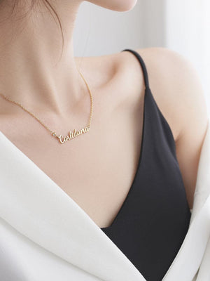 Private custom English name necklace IPG14K rose gold couple diy letter collarbone chain girlfriend gift ktclubs.com