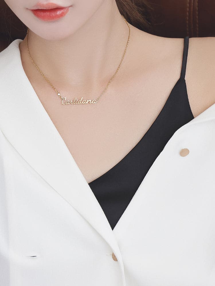 Private custom English name necklace IPG14K rose gold couple diy letter collarbone chain girlfriend gift ktclubs.com