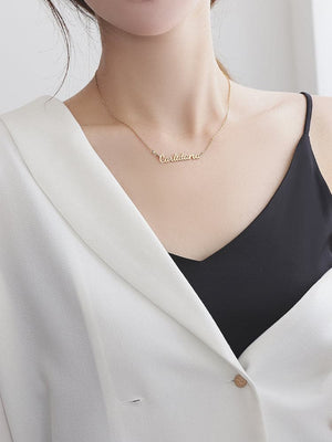 Private custom English name necklace IPG14K rose gold couple diy letter collarbone chain girlfriend gift ktclubs.com