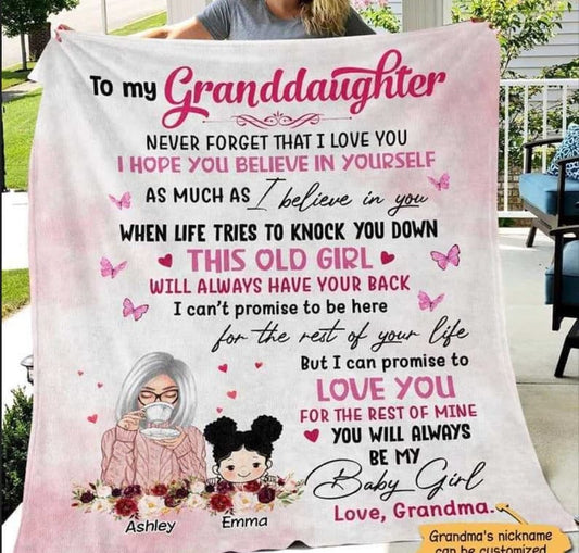 Read the full titleTo My Granddaughter Blanket, Custom Name Blanket, Grandma Blanket Gift, Family Throw Blanket Blankets for Granddaughter ktclubs.com