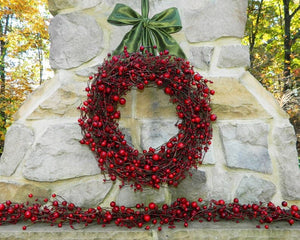 Red Berry Christmas Wreath - Holiday Wreath - Red Wreath - Christmas Wreath - Choose Bow ktclubs.com