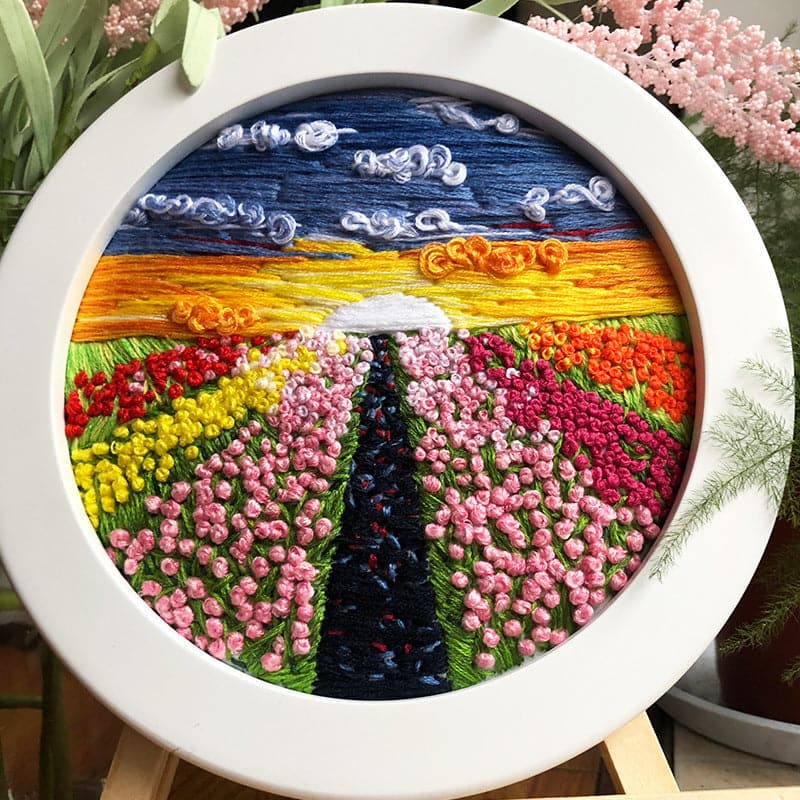 Sea of flowers and trees-embroidery ktclubs.com