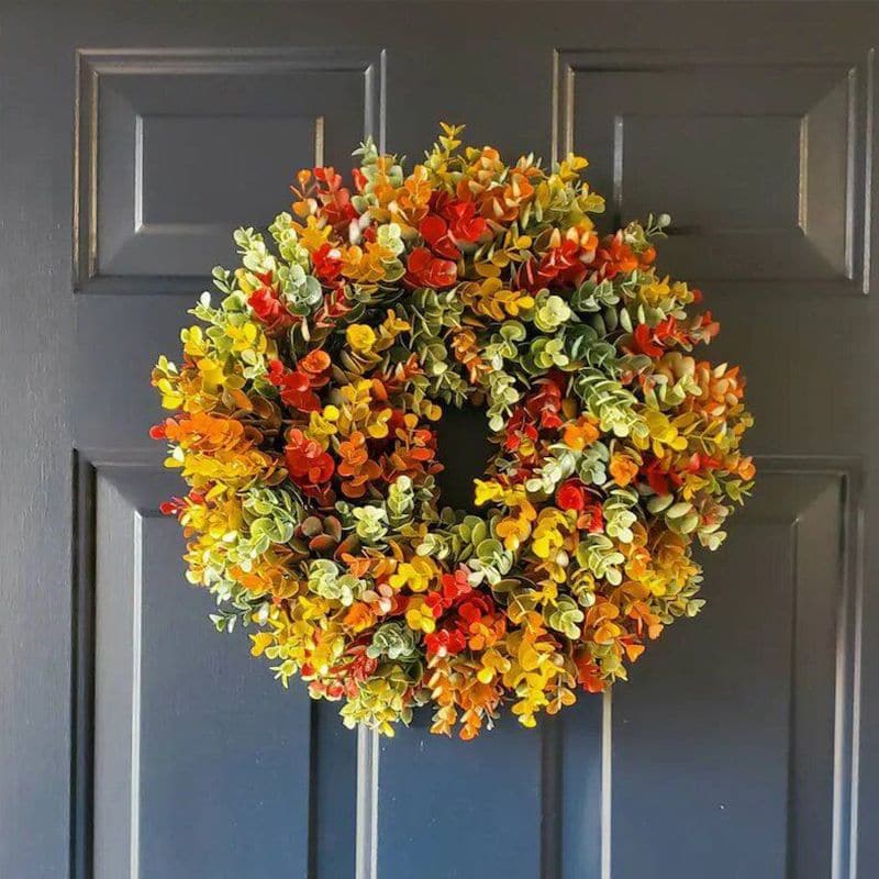 Simulation plant hanging decoration home decoration fake flowers door hanging photography props colorful eucalyptus wreath ktclubs.com