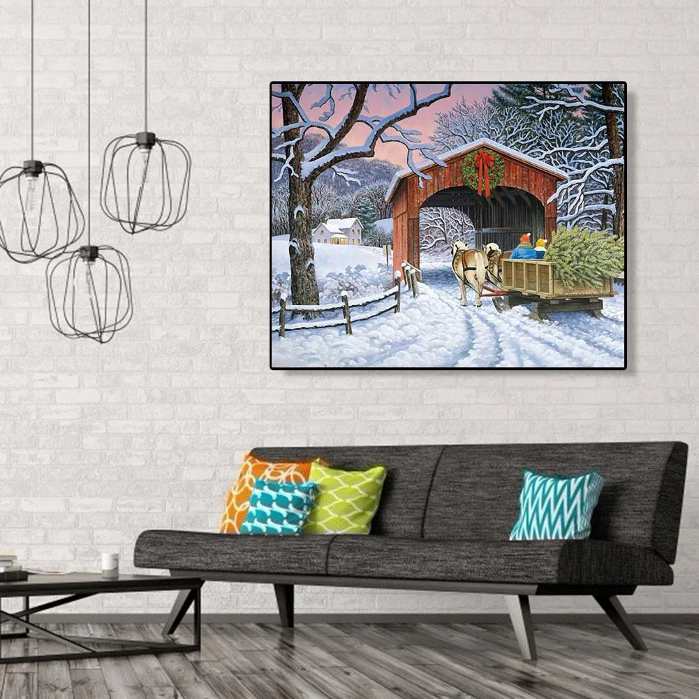 Snow Scene-Paint By Numbers 50*40cm ktclubs.com