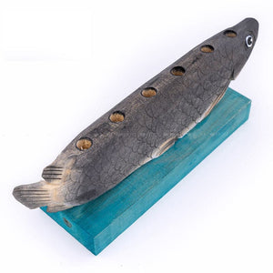 Solid wood hand carved dragon fish pen holder multifunctional creative storage log pen holder ornament gift ktclubs.com