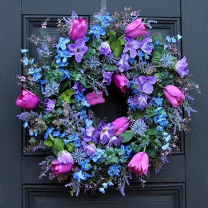 Spring Purple Lavender Purple Tulip Wreath Blue Larch Spring Summer Wreath ktclubs.com