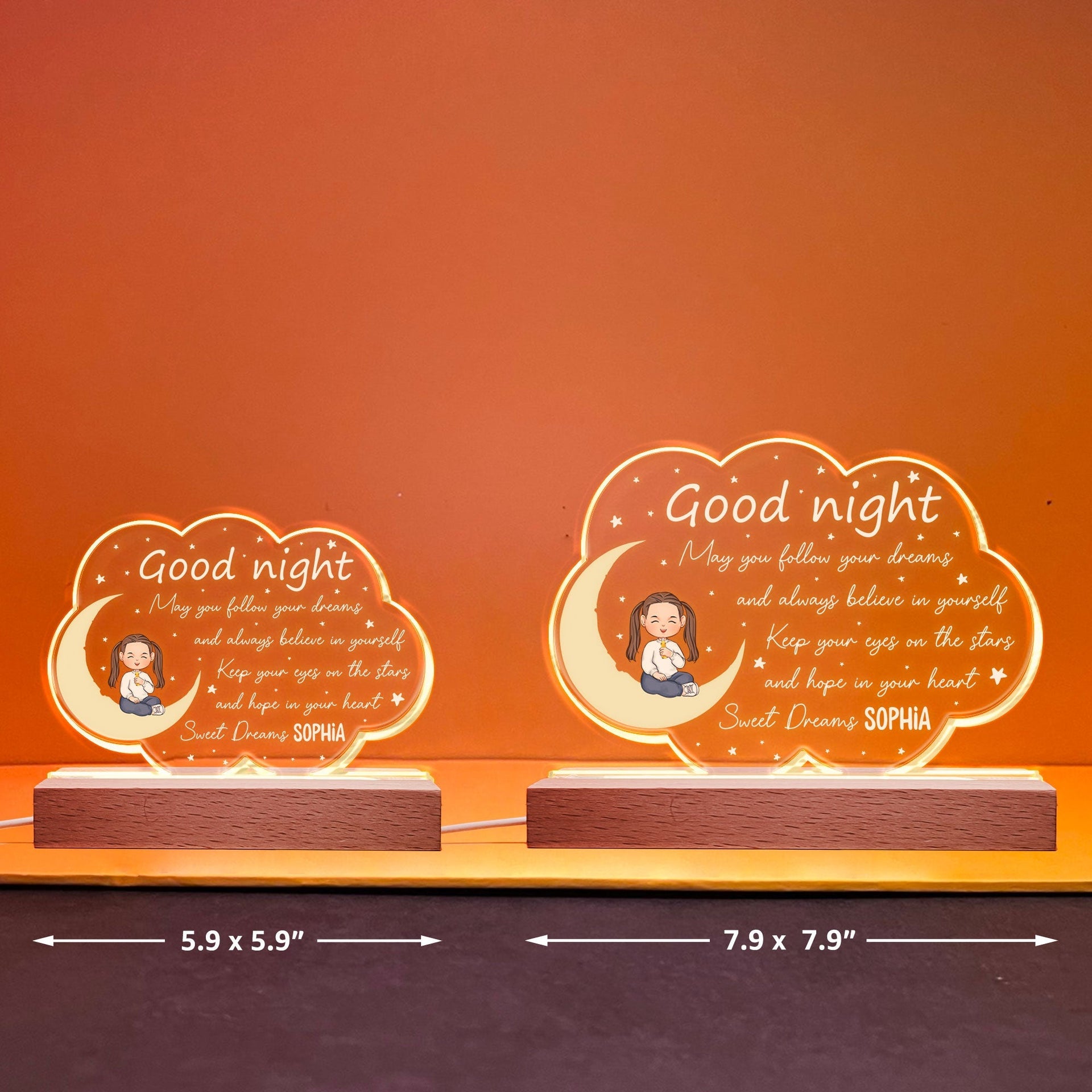 Sweet Dreams My Baby - Personalized 3D LED Light Wooden Base - Birthday Gift For Son, Daughter, Family, Grandson, Granddaughter, Night Light