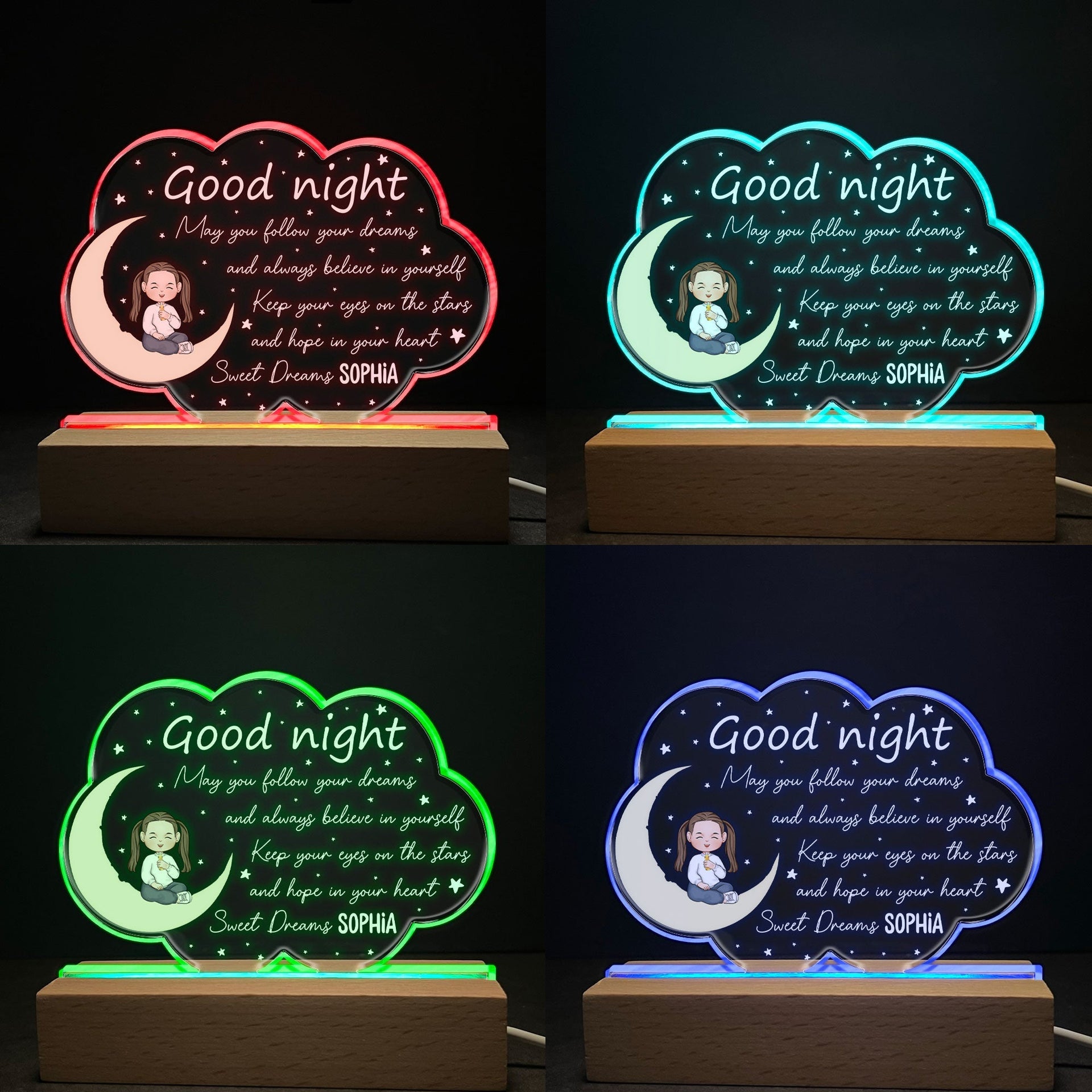 Sweet Dreams My Baby - Personalized 3D LED Light Wooden Base - Birthday Gift For Son, Daughter, Family, Grandson, Granddaughter, Night Light