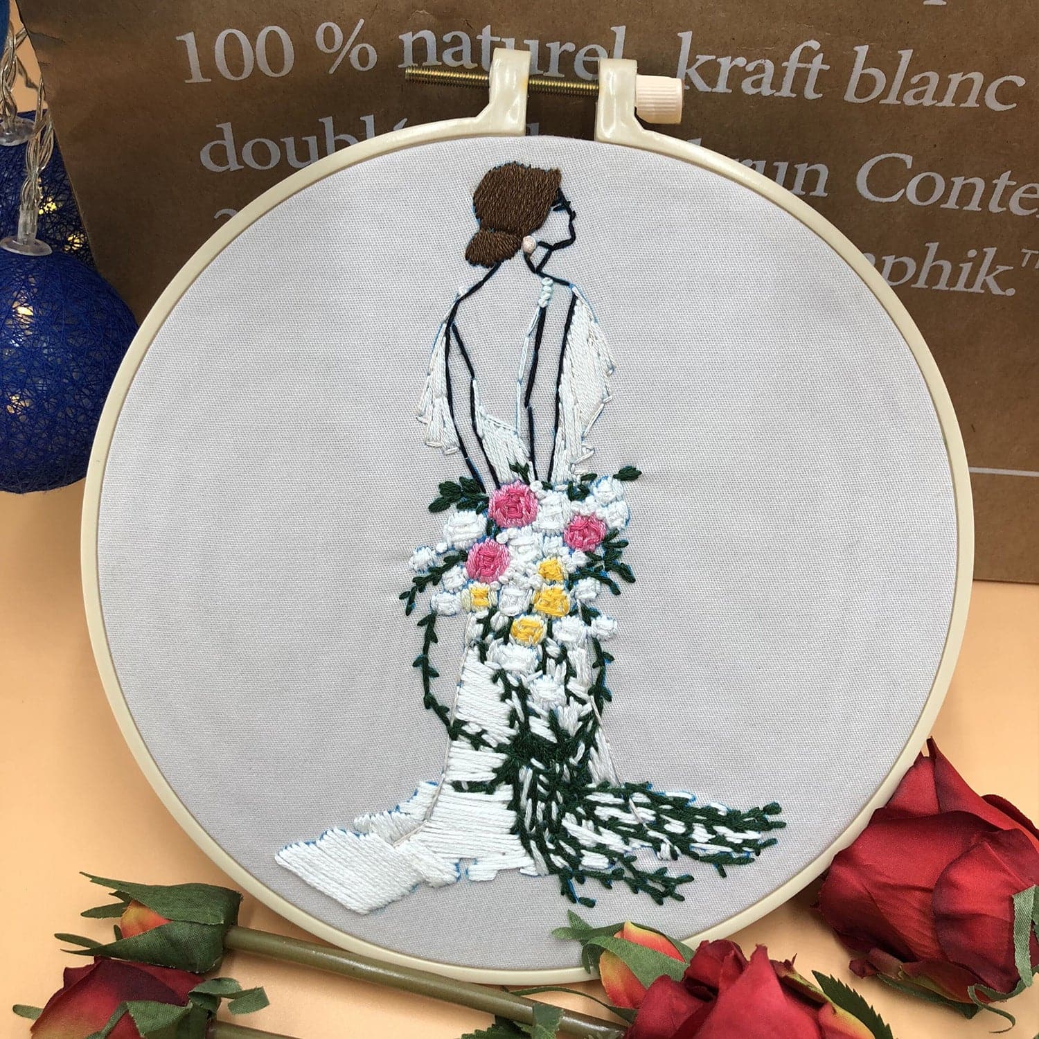 The Girl with the Flower - Embroidery ktclubs.com