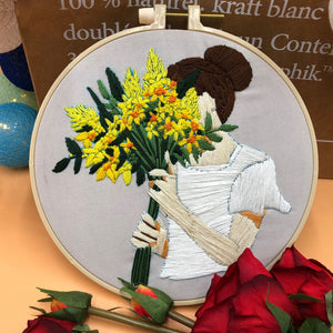 The Girl with the Flower - Embroidery ktclubs.com