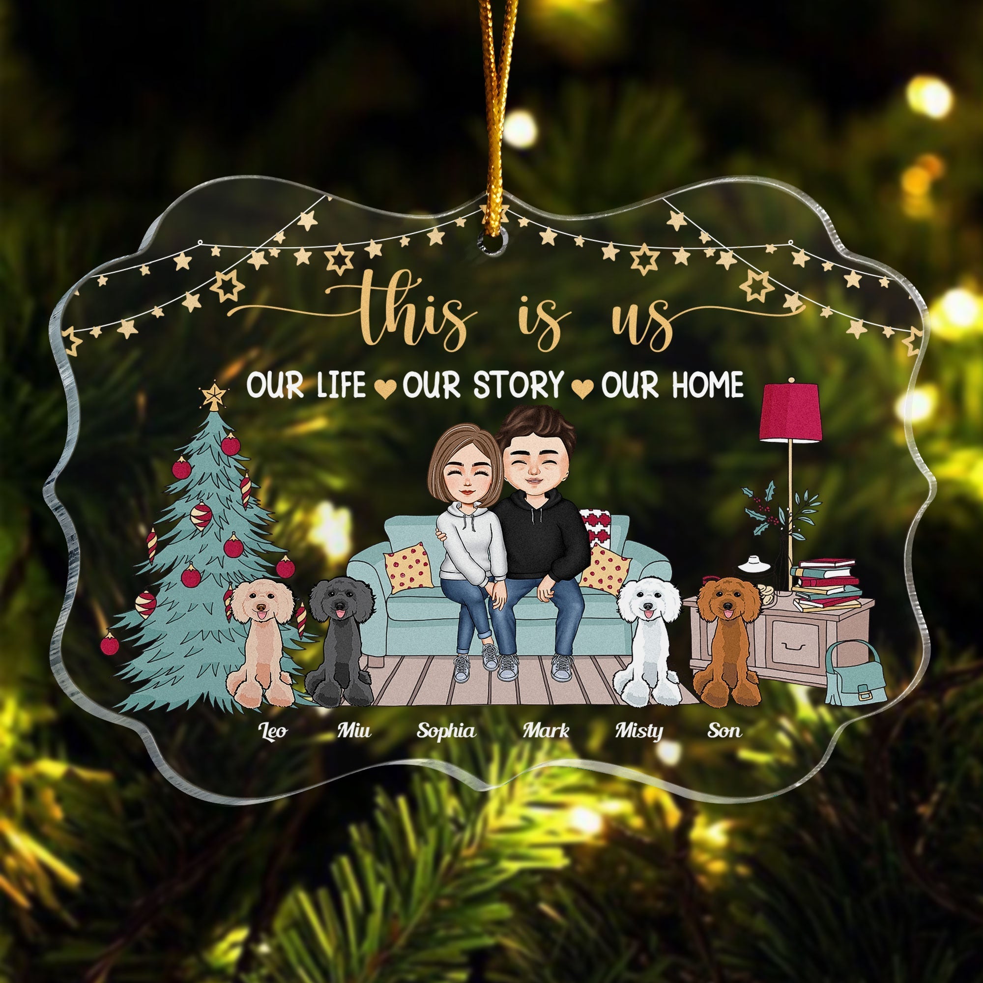 This Is Our Home - Personalized Acrylic Ornament - Christmas Gift For Couple, Husband, Wife, Spouse, Pet Lover, Dog Parents, Cat Owners