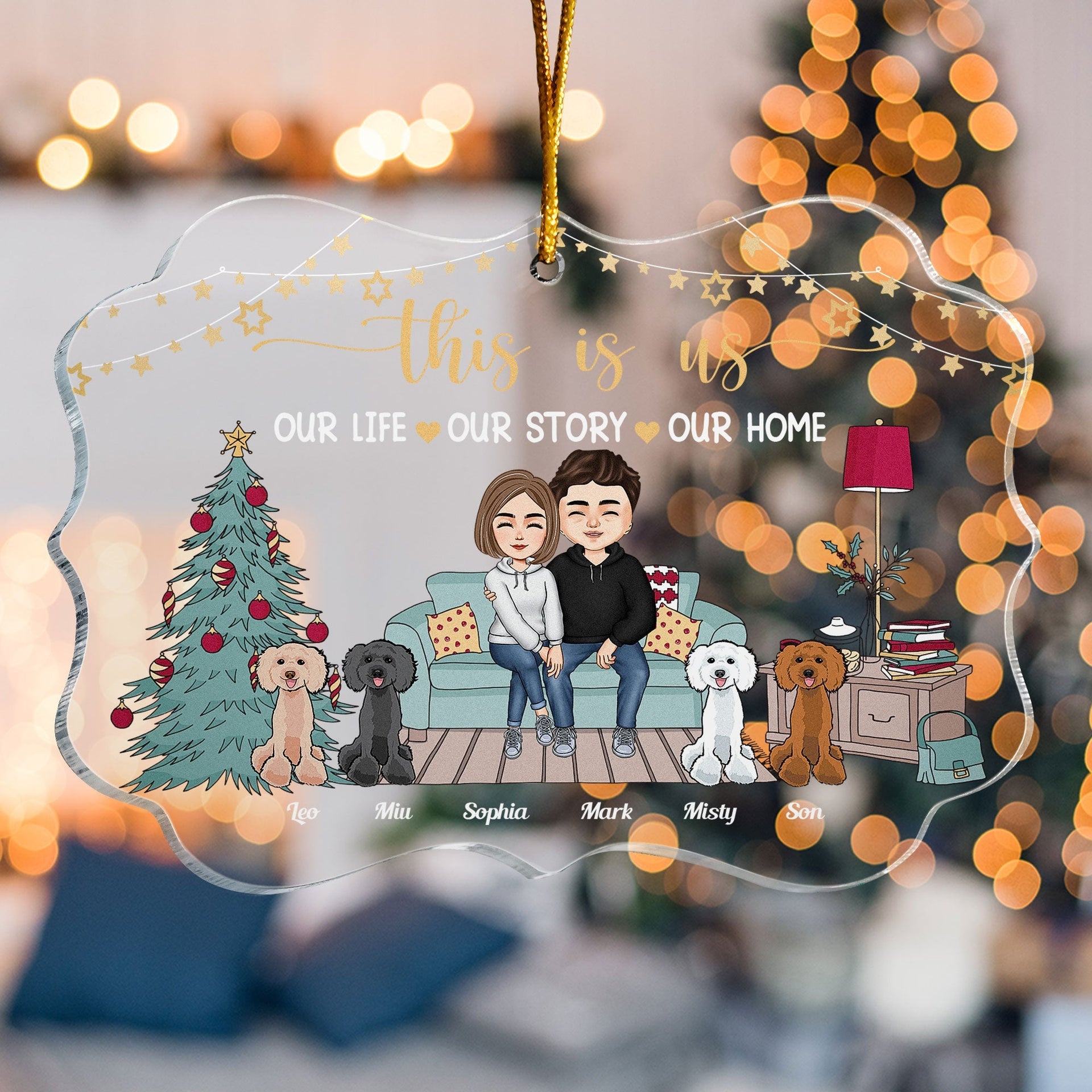 This Is Our Home - Personalized Acrylic Ornament - Christmas Gift For Couple, Husband, Wife, Spouse, Pet Lover, Dog Parents, Cat Owners