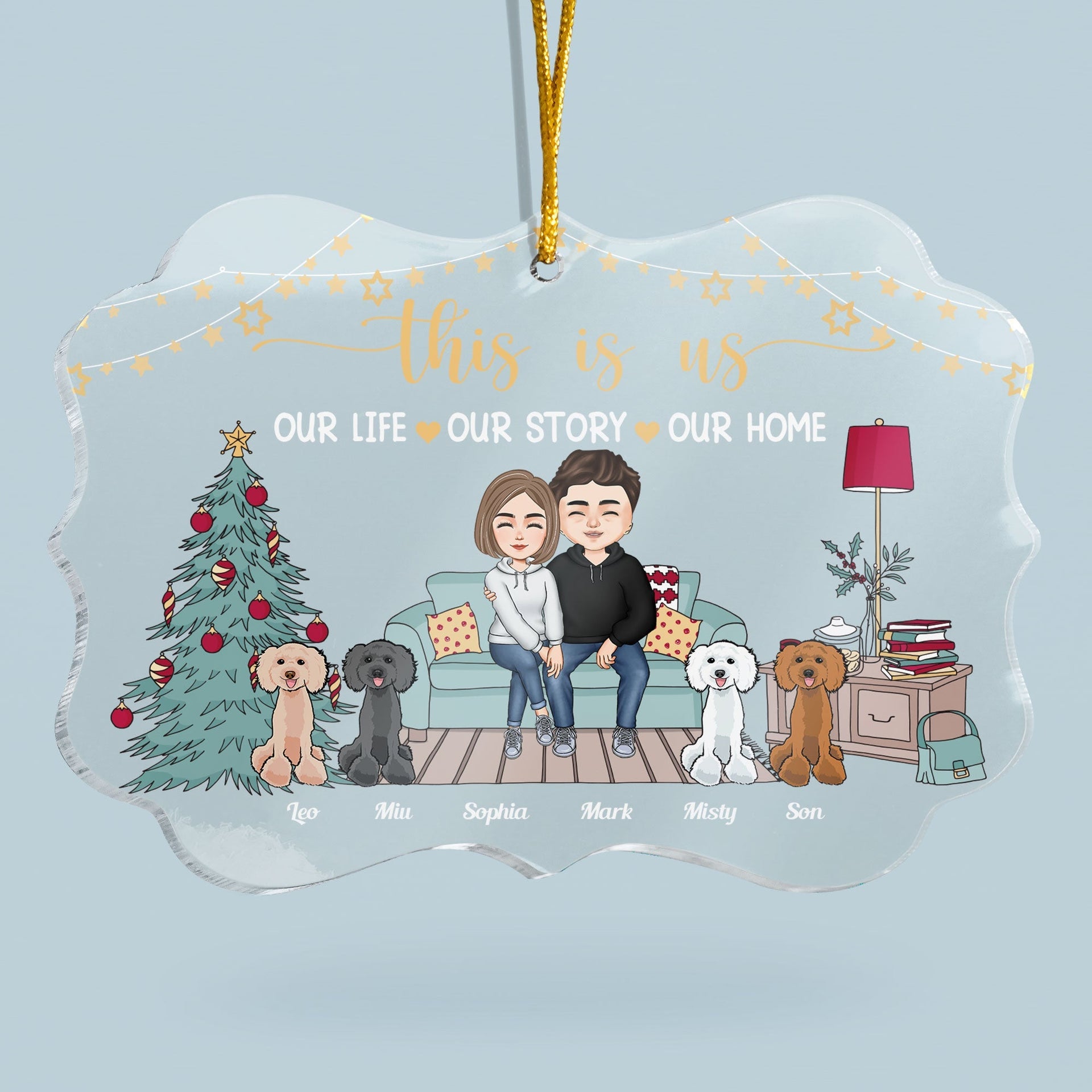 This Is Our Home - Personalized Acrylic Ornament - Christmas Gift For Couple, Husband, Wife, Spouse, Pet Lover, Dog Parents, Cat Owners