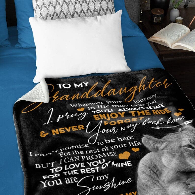 To My Granddaughter, Enjoy The Ride, Lion Blanket, Customized Name, Personalized Blanket, Gifts For Granddaughter From Grandpa, Grandma ktclubs.com