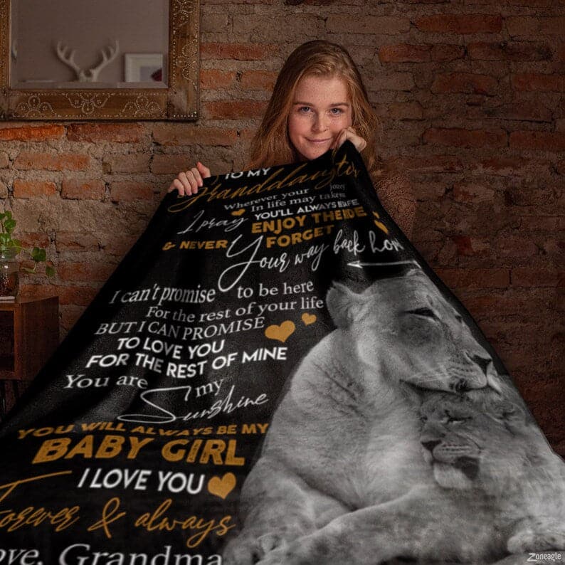 To My Granddaughter, Enjoy The Ride, Lion Blanket, Customized Name, Personalized Blanket, Gifts For Granddaughter From Grandpa, Grandma ktclubs.com